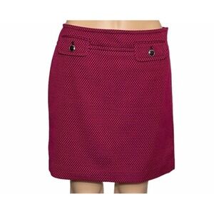 LOFT Petite Textured A-Line Skirt Magenta Black Size 10
